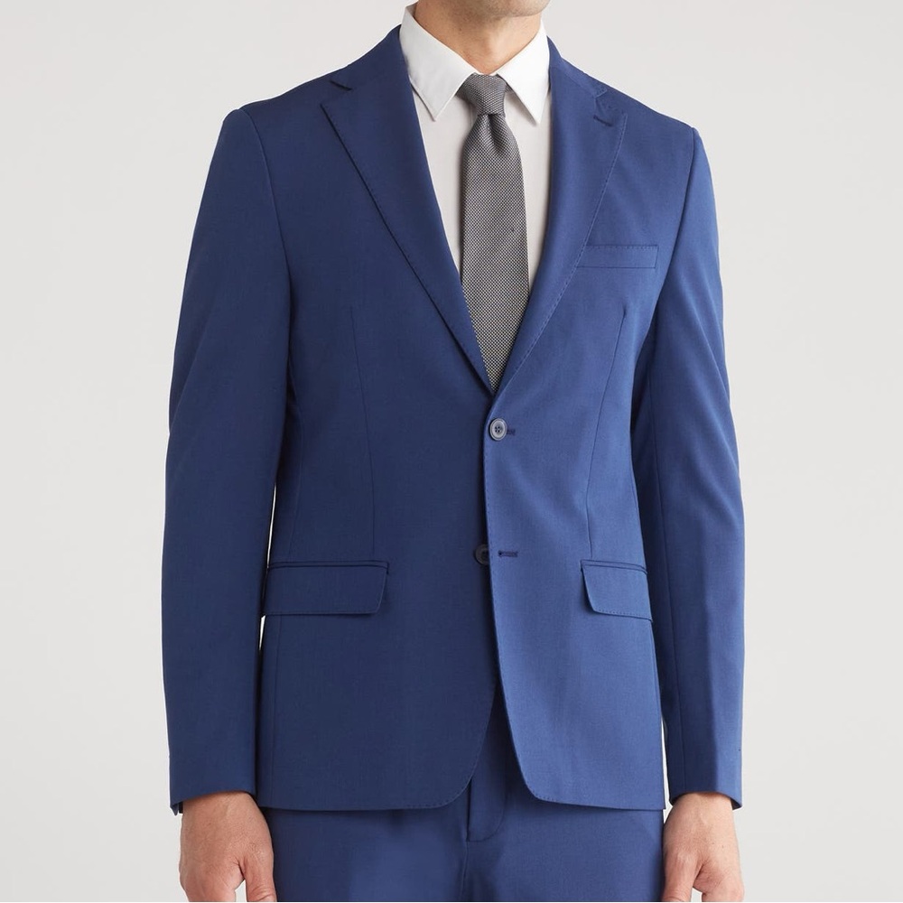 Michael Kors Blue Blazer with Textured Fabric and Modern Silhouette